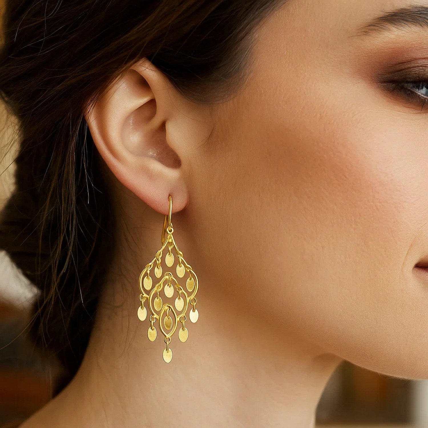 14k solid gold Chandelier Earring