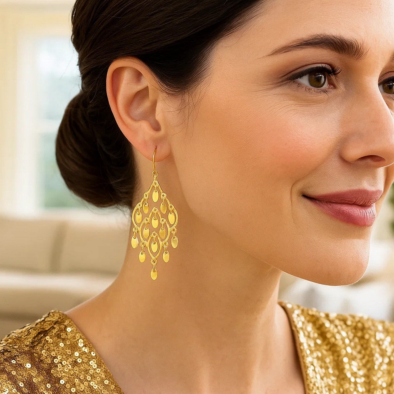 14k solid gold Chandelier Earring
