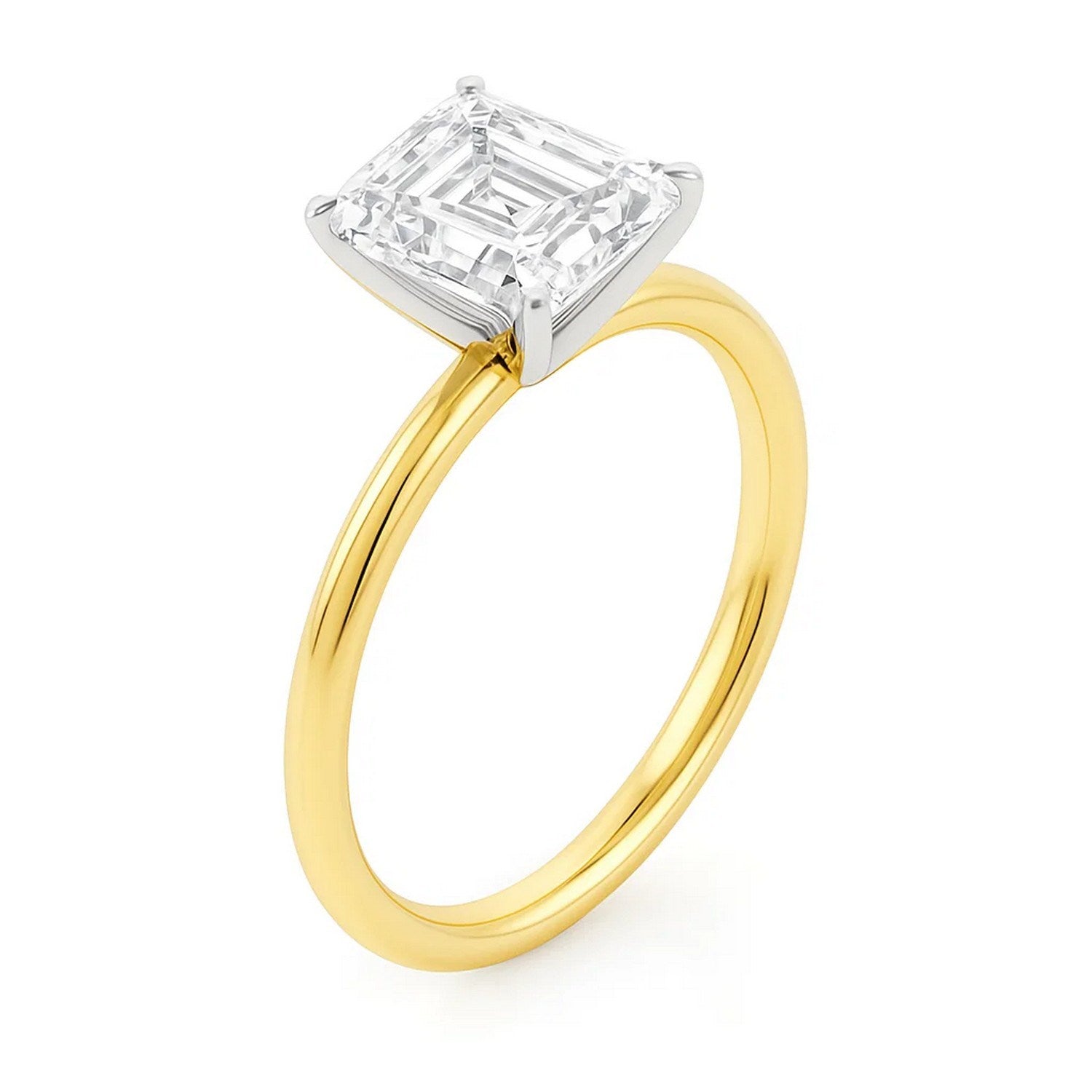 5.ct Emerald Cut Lab Grown Diamond Solitaire Ring in 14K Yellow Gold | IGI Certified