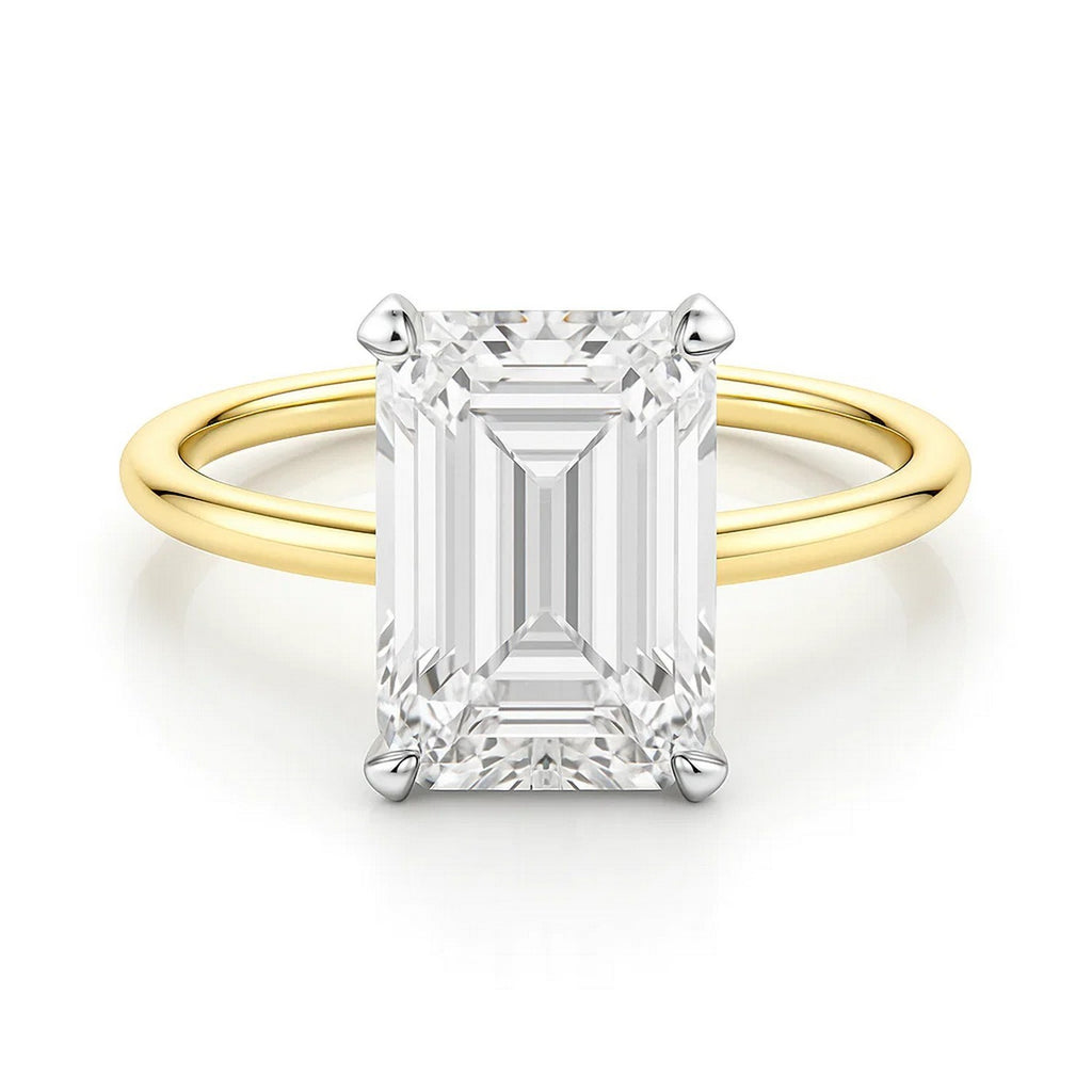 5ct Emerald Lab Grown Diamond Ring, 14K Yellow Gold