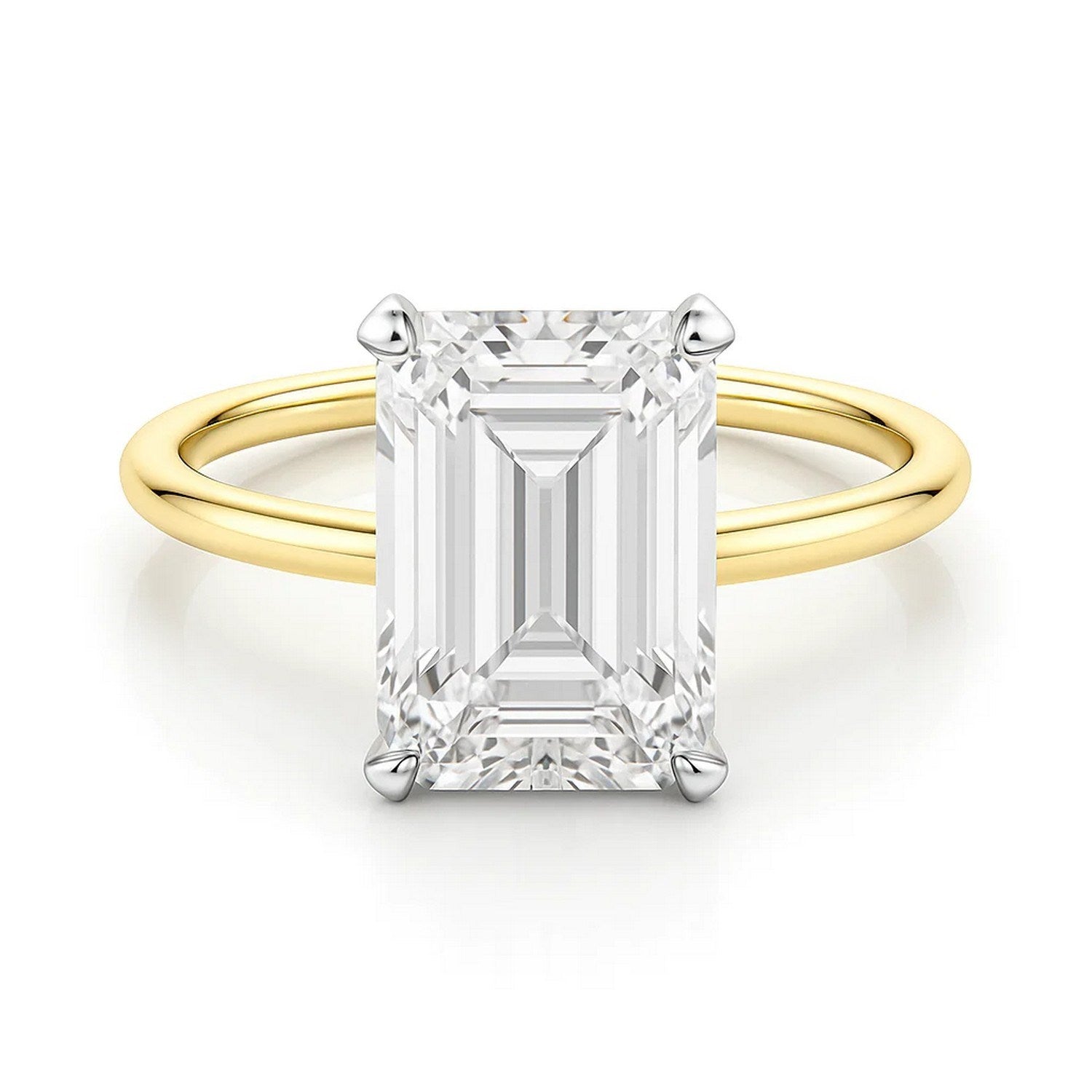 5.ct Emerald Cut Lab Grown Diamond Solitaire Ring in 14K Yellow Gold | IGI Certified