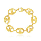 High Polish Lite Puffed Mariner Link Bracelet in 14K Yellow Gold