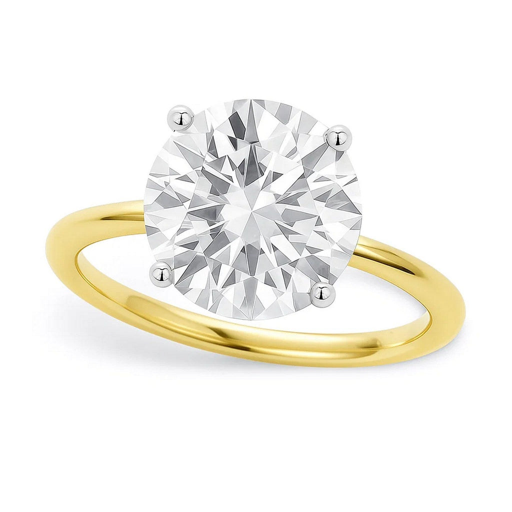 5 Carat Round Lab Grown Diamond Solitaire Ring in 14K Yellow Gold