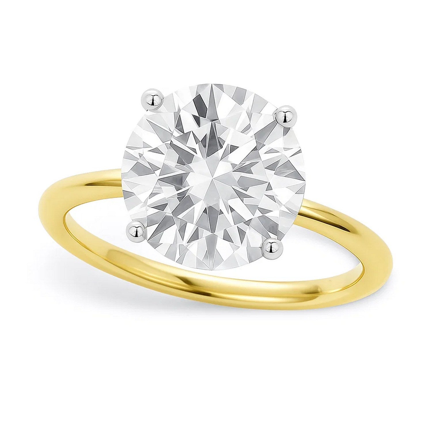 5 Carat Round Lab Grown Diamond Solitaire Ring in 14K Yellow Gold