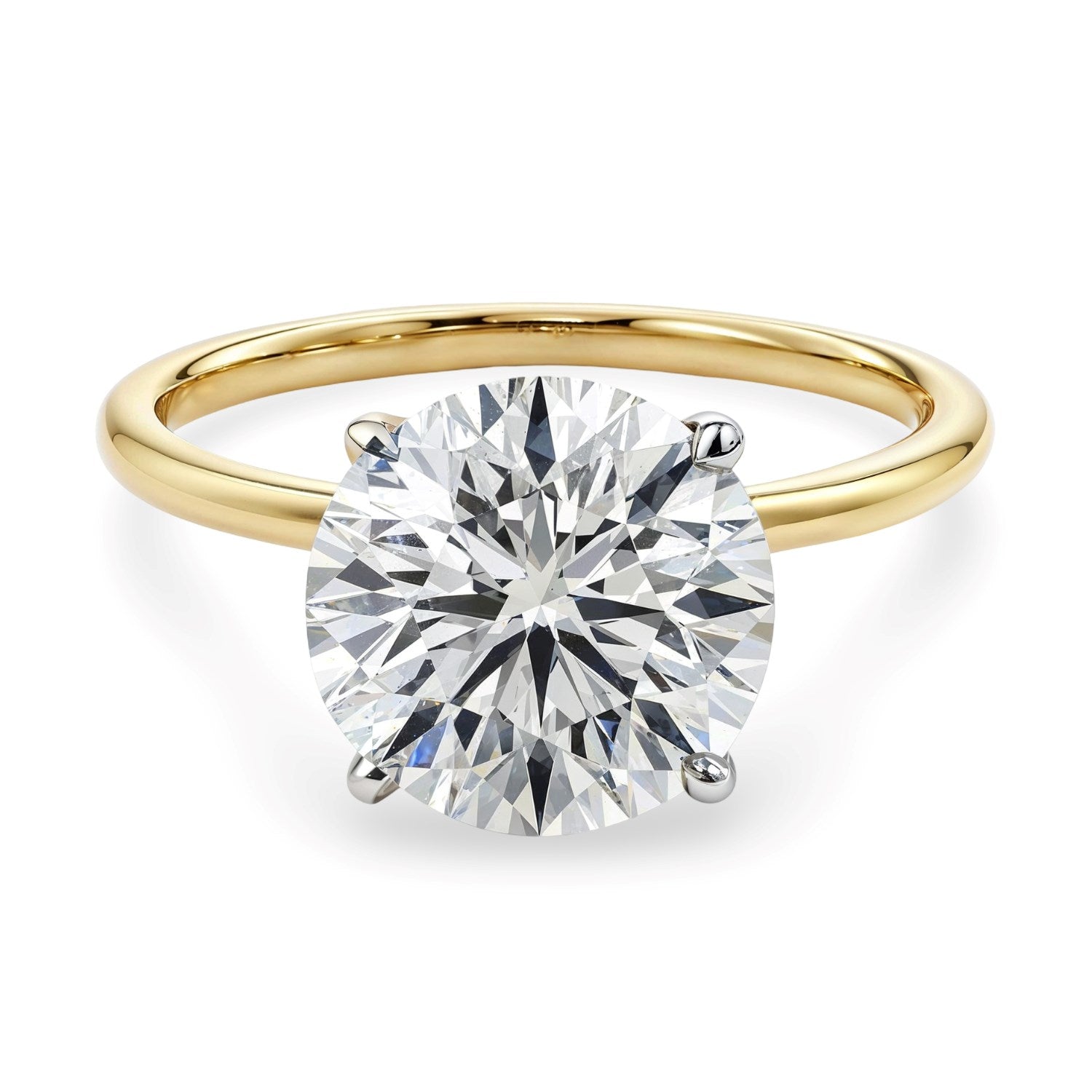 5 Carat Round Lab Grown Diamond Solitaire Ring in 14K Yellow Gold