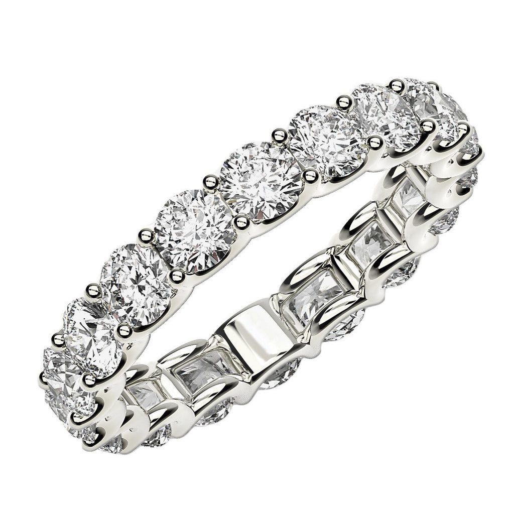 2.00ct Round Lab Grown Diamond Eternity Ring — Side Profile, Arch Prong, DEEVE