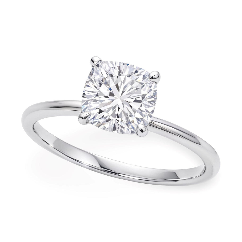 2 Carat Cushion Lab Grown Diamond Solitaire Ring in 14K Yellow Gold