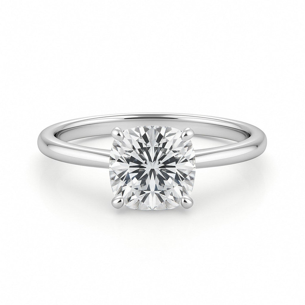 2 Carat Cushion Lab Grown Diamond Solitaire Ring in 14K Yellow Gold