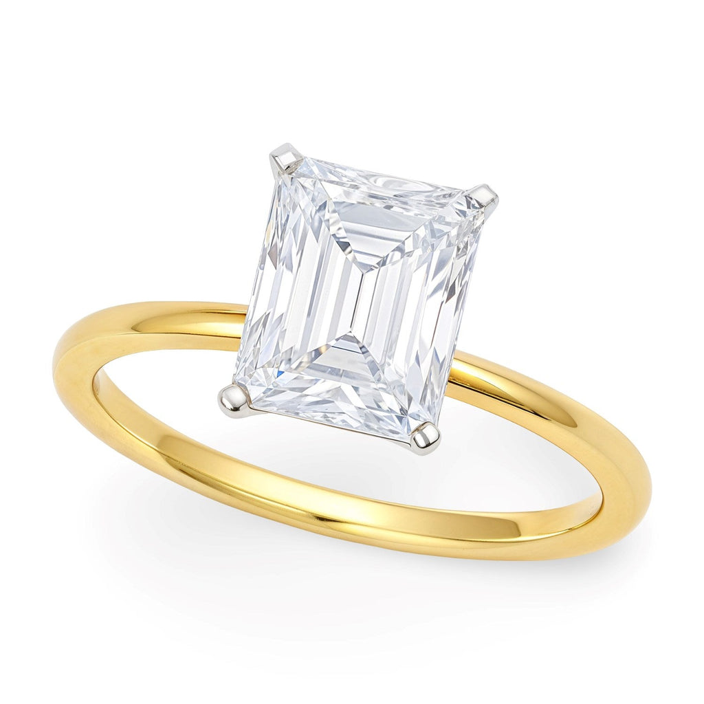 2 Carat Radiant Lab Grown Diamond Solitaire Ring in 14K Yellow Gold