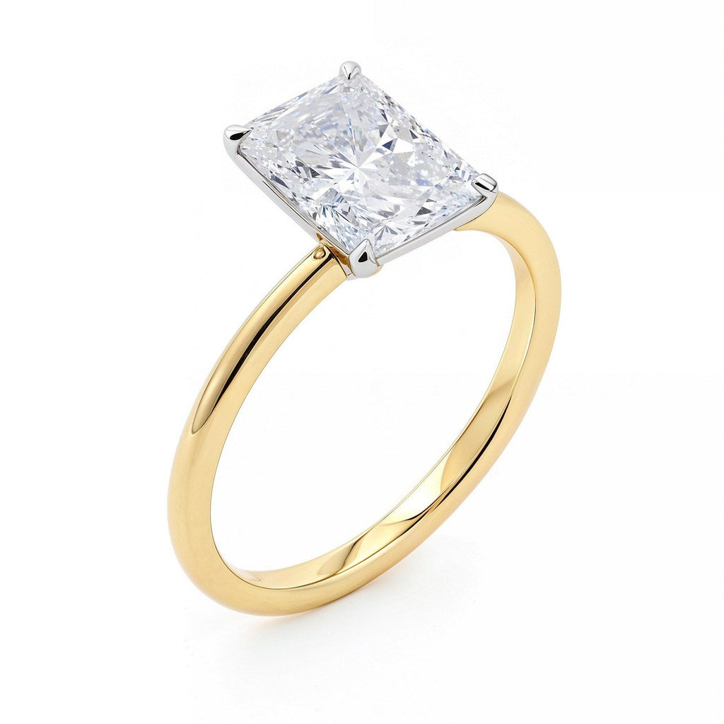 2 Carat Radiant Lab Grown Diamond Solitaire Ring in 14K Yellow Gold