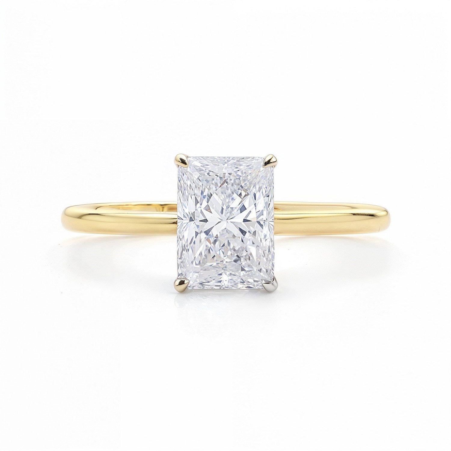 2.ct Radiant Cut Lab Grown Diamond Solitaire Ring in 14K Yellow Gold | IGI Certified