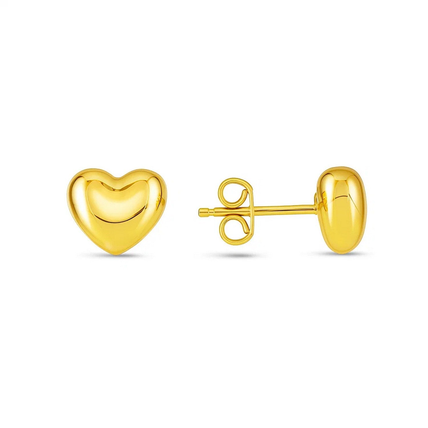 Puffed Heart Shape Earrings | 14K Gold