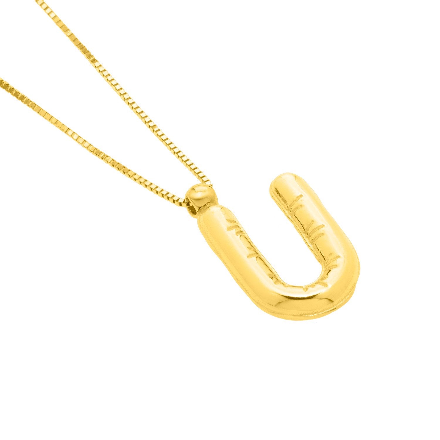 14K Yellow Gold Helium Initial U Pendant