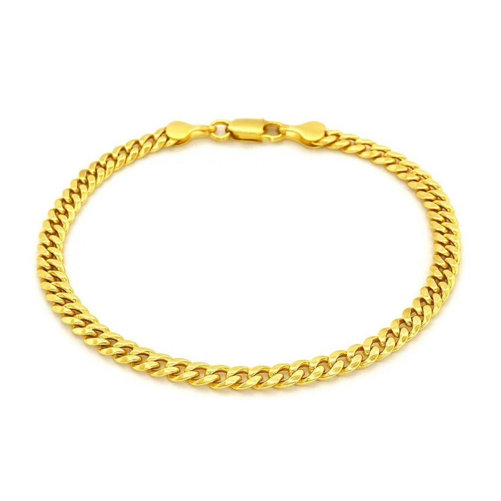 14K Yellow Gold Miami Cuban Semi Solid Bracelet
