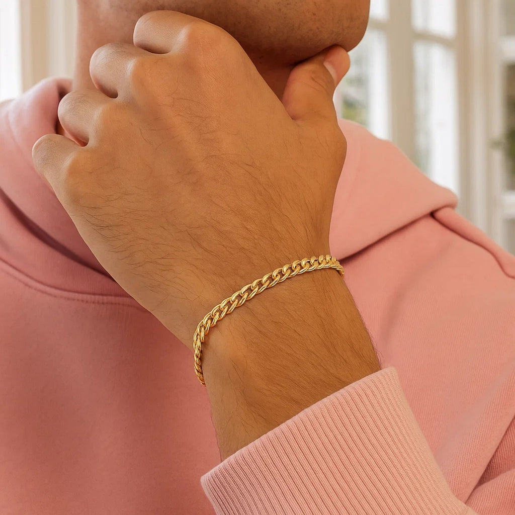 14K Yellow Gold Miami Cuban Semi Solid Bracelet