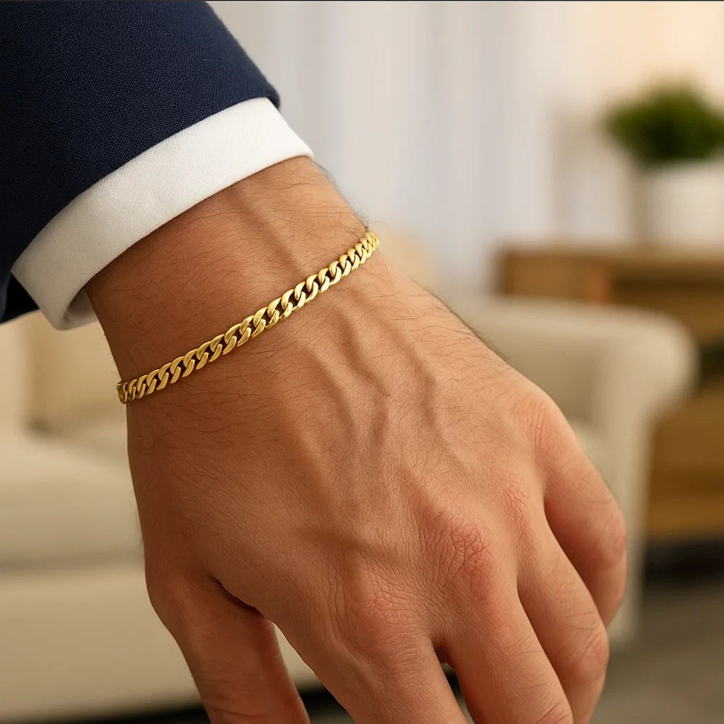 14K Yellow Gold Miami Cuban Semi Solid Bracelet