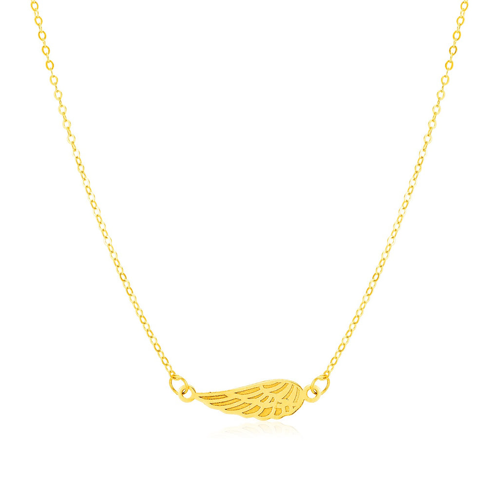 14k yellow gold angle wing chain necklace