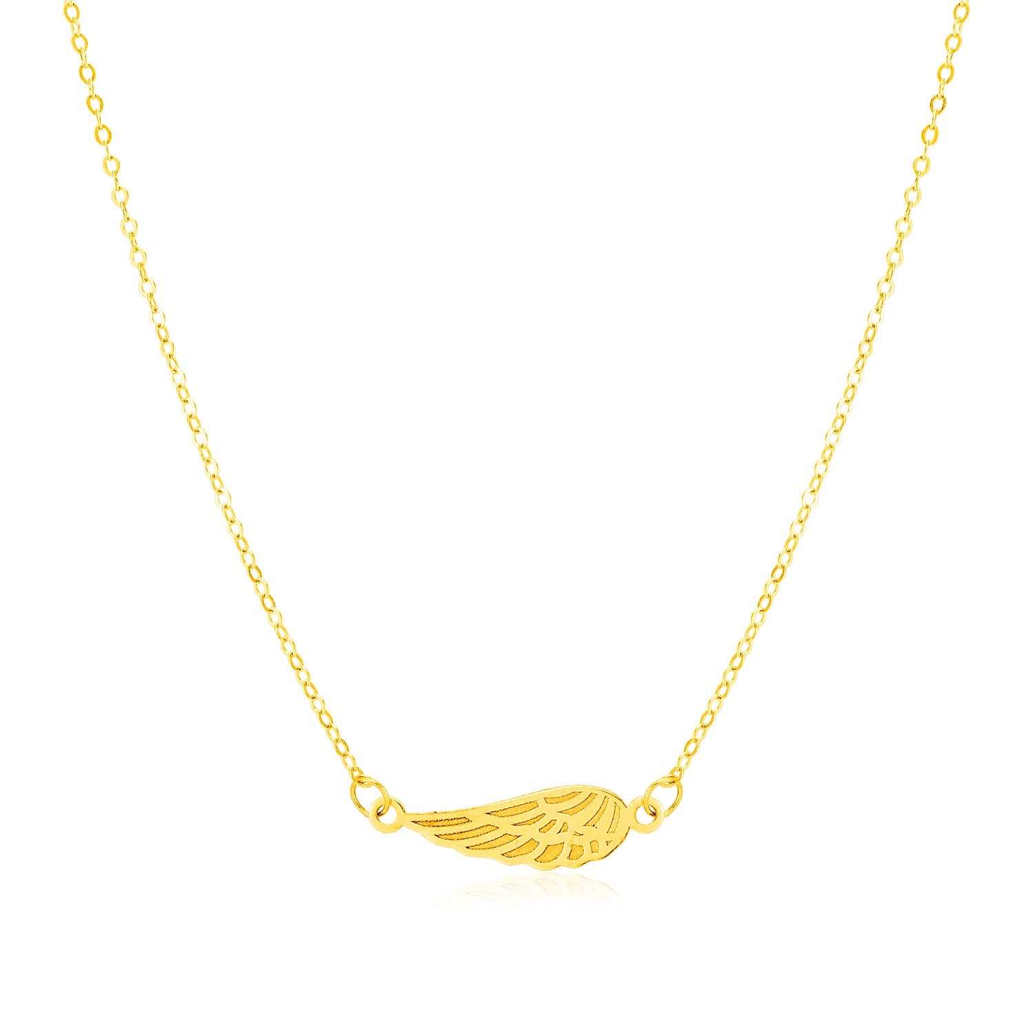 14k yellow gold angle wing chain necklace