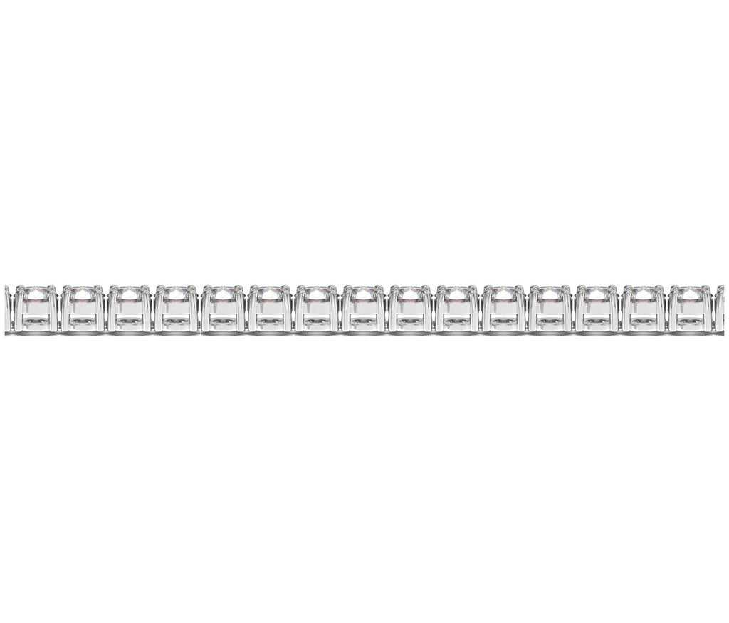 Flat strand of an 8 carat lab grown diamond tennis bracelet in 14K white gold
