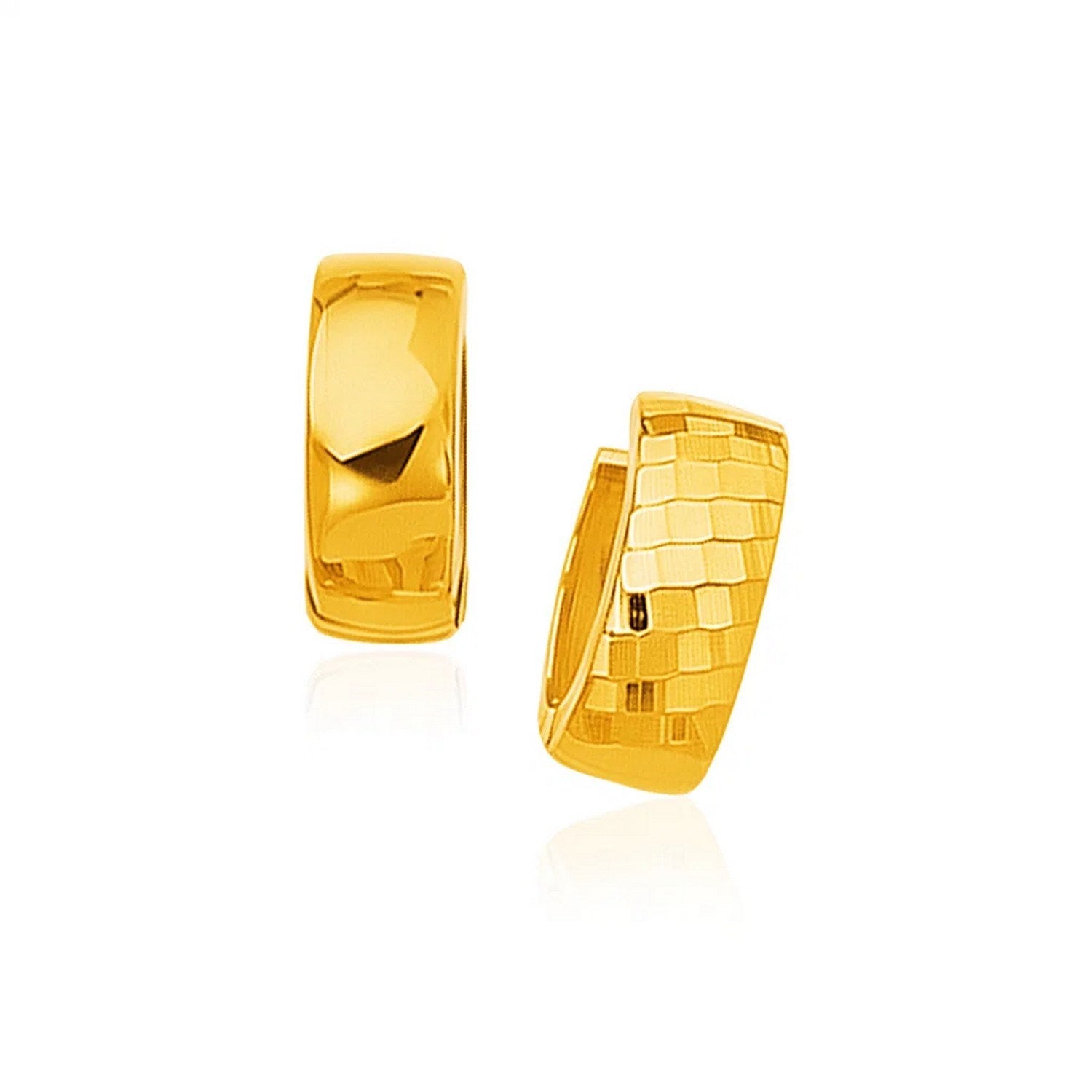 Diamond-Cut & Polished Hoop Earrings in 14K Yellow Gold