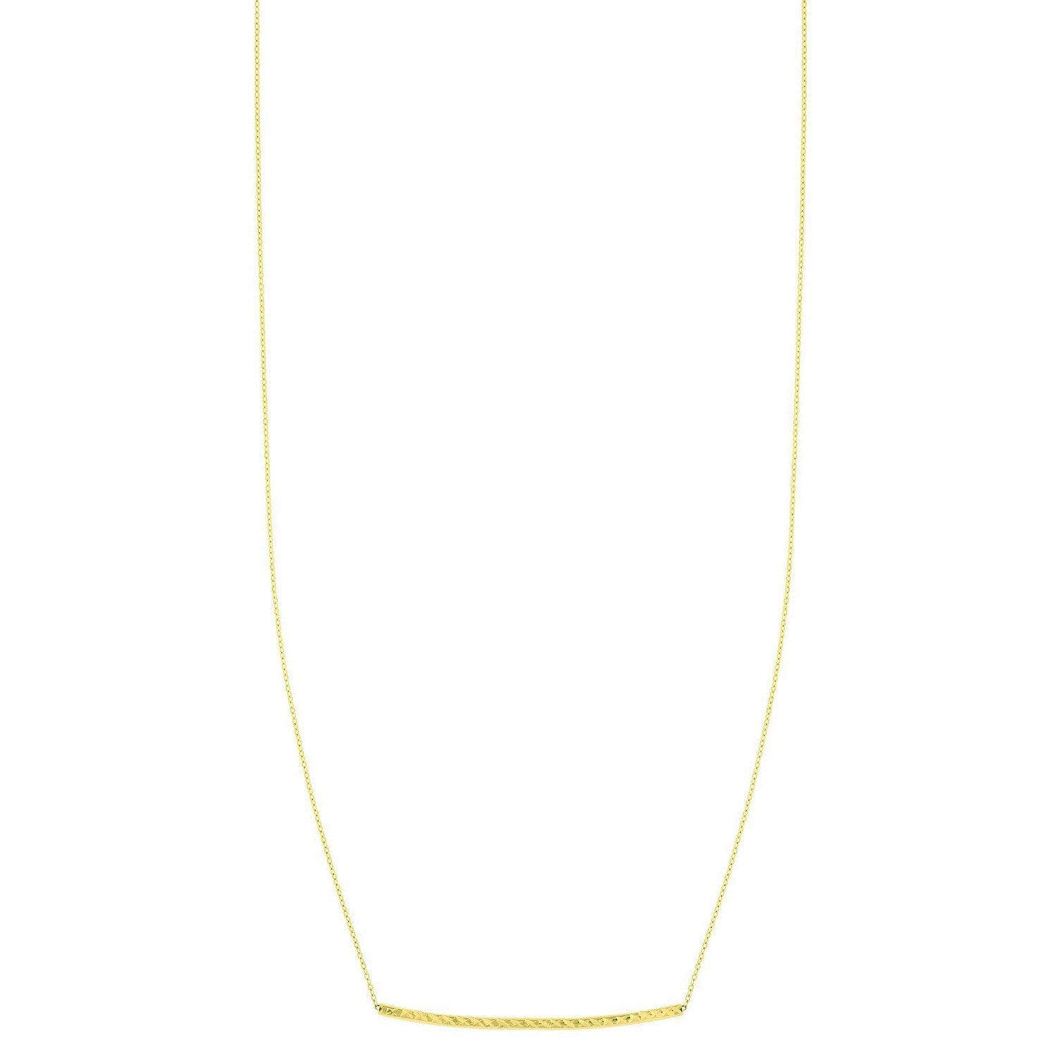14k Yellow Gold Thin Textured Bar Necklace