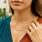 Thin Textured Bar Necklace in 14K Yellow Gold