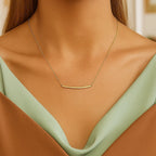 Thin Textured Bar Necklace in 14K Yellow Gold
