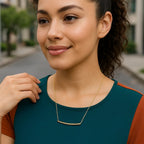 Thin Textured Bar Necklace in 14K Yellow Gold