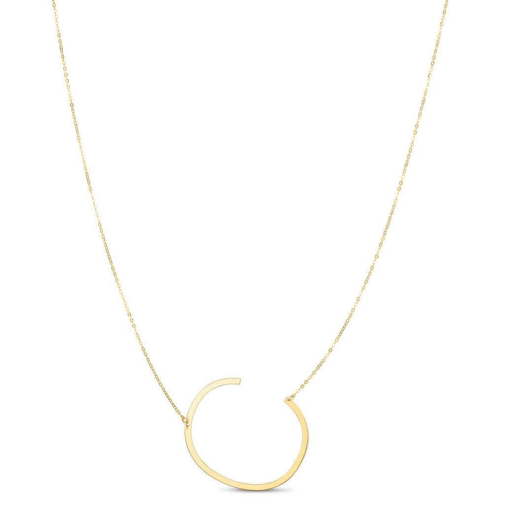 14K Yellow Gold Yours Truly Large Initial C Necklace