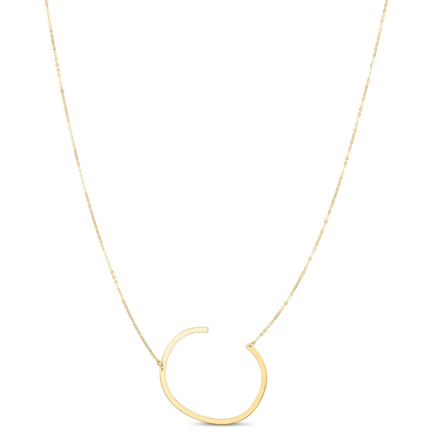 14K Yellow Gold Yours Truly Large Initial C Necklace