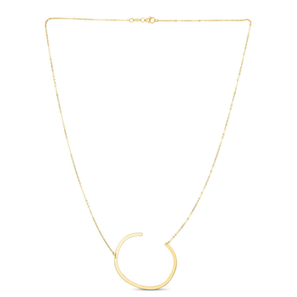 14K Yellow Gold Yours Truly Large Initial C Necklace