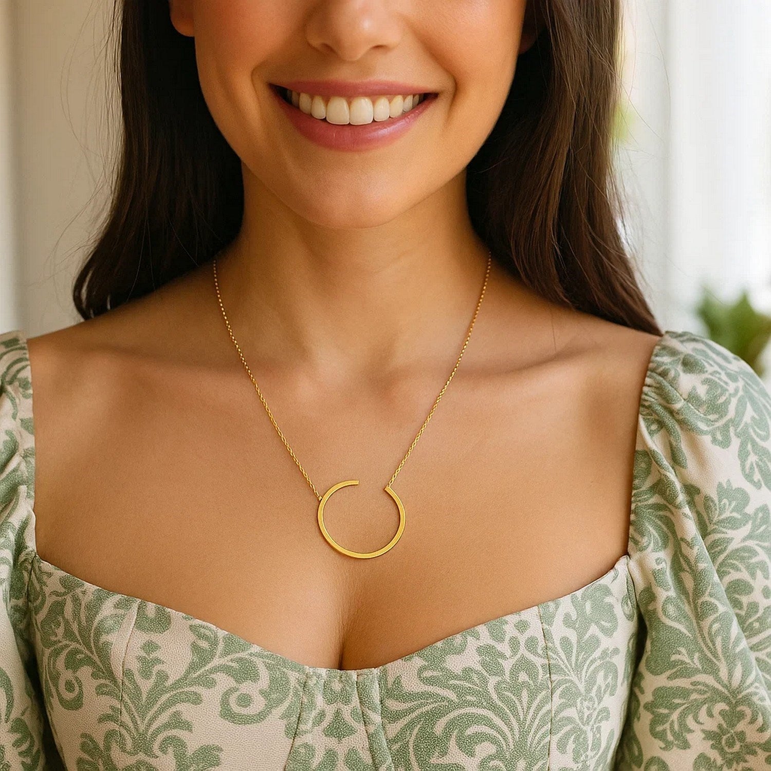 14K Yellow Gold Yours Truly Large Initial C Necklace