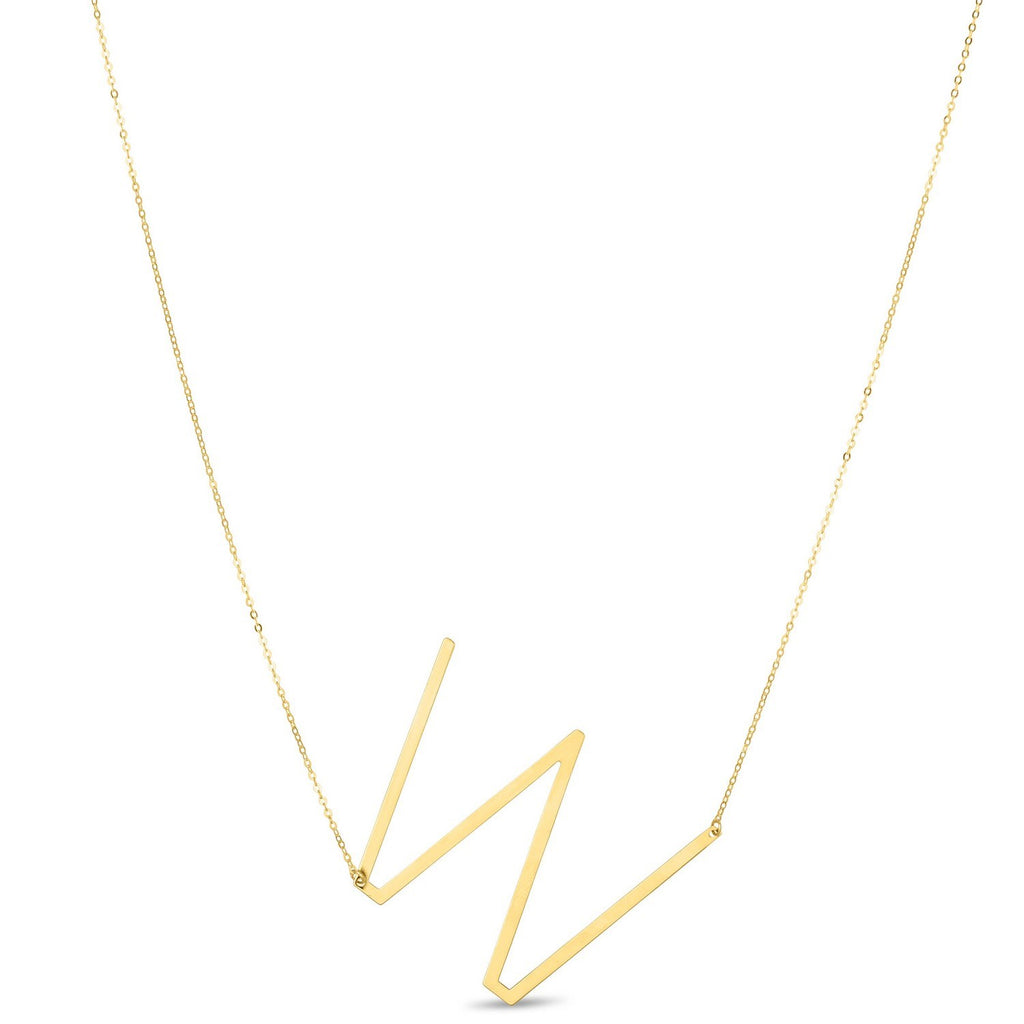 14K Yellow Gold Yours Truly Large Initial W Necklace