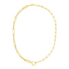 Elongated Paperclip Chain Circle Necklace in 14K Yellow Gold