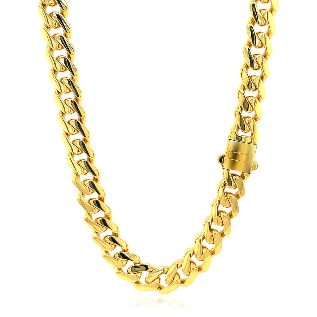 Miami Cuban link chain necklace in 14K yellow gold, 8.0mm