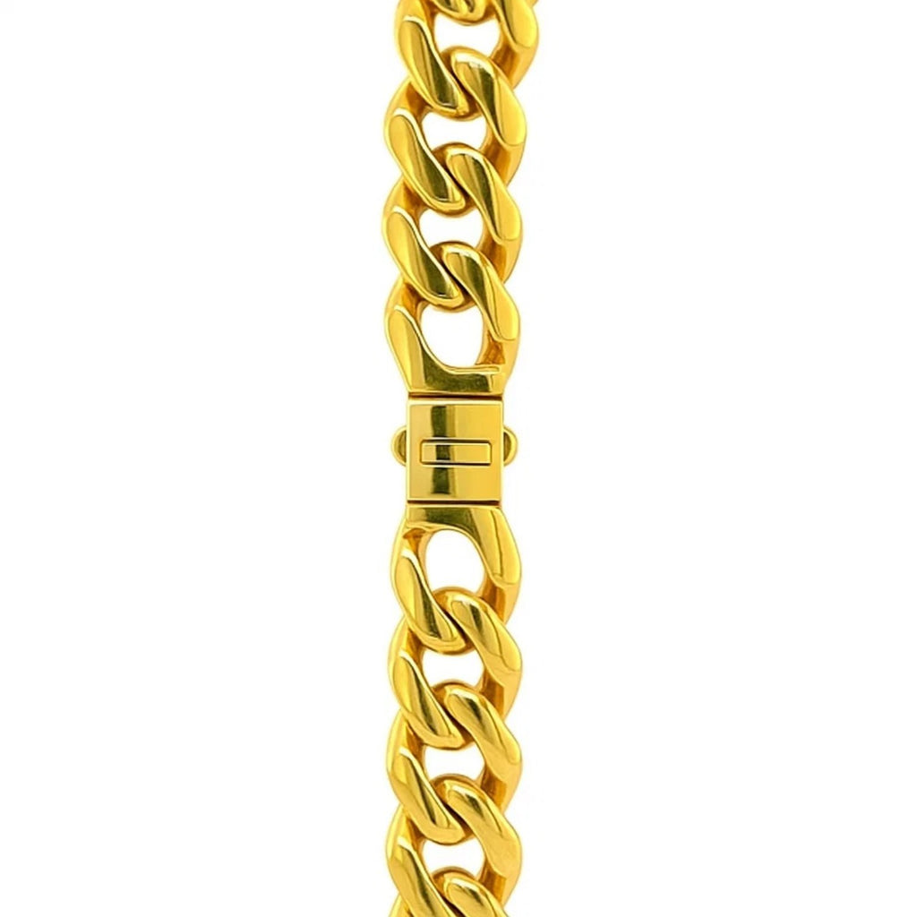Miami Cuban link chain necklace in 14K yellow gold, 8.0mm