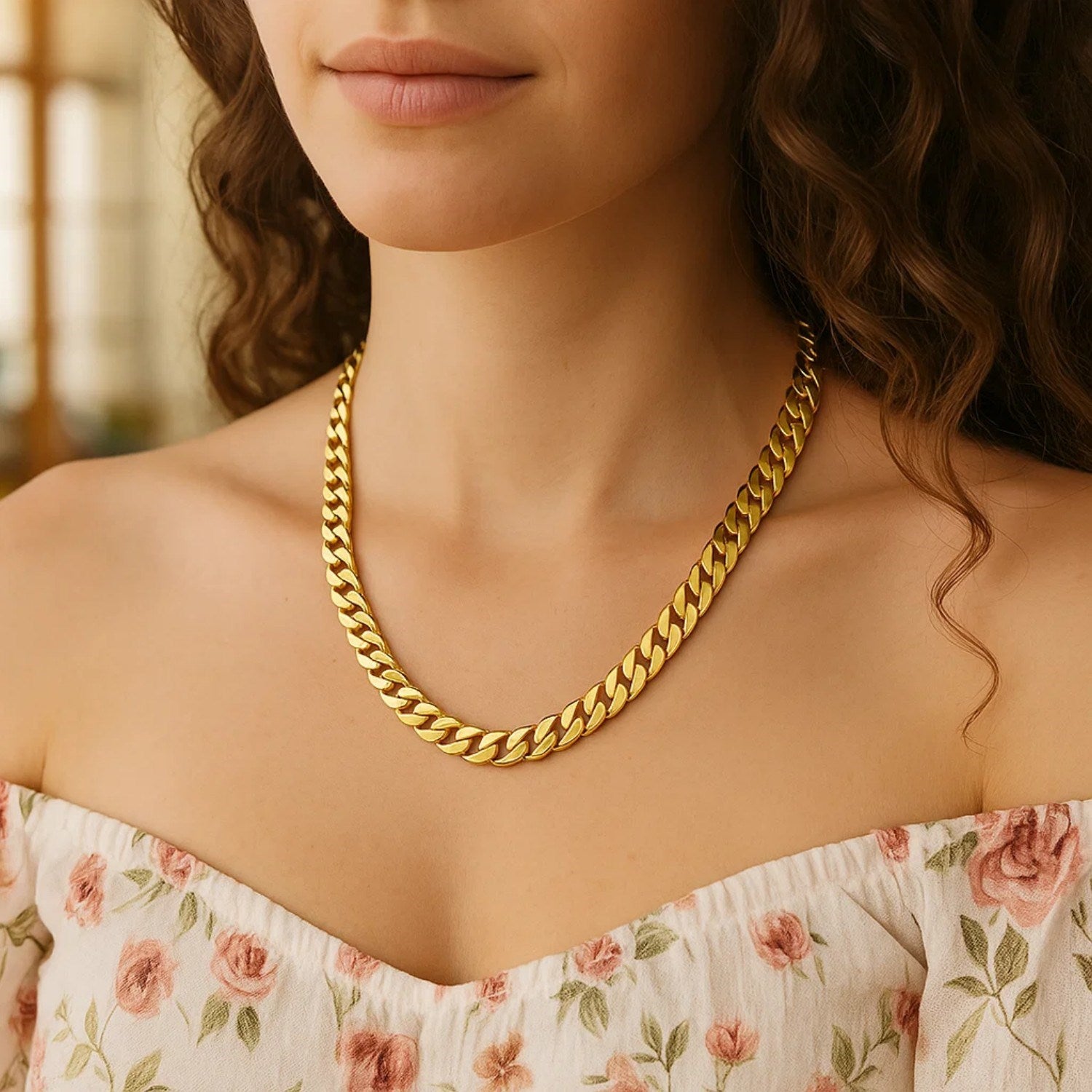 Cuban Chain Necklace in 14K Yellow Gold