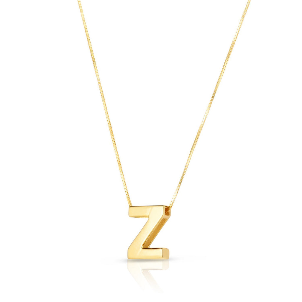 14K Yellow Gold Yours Truly Block Letter Initial Z Necklace