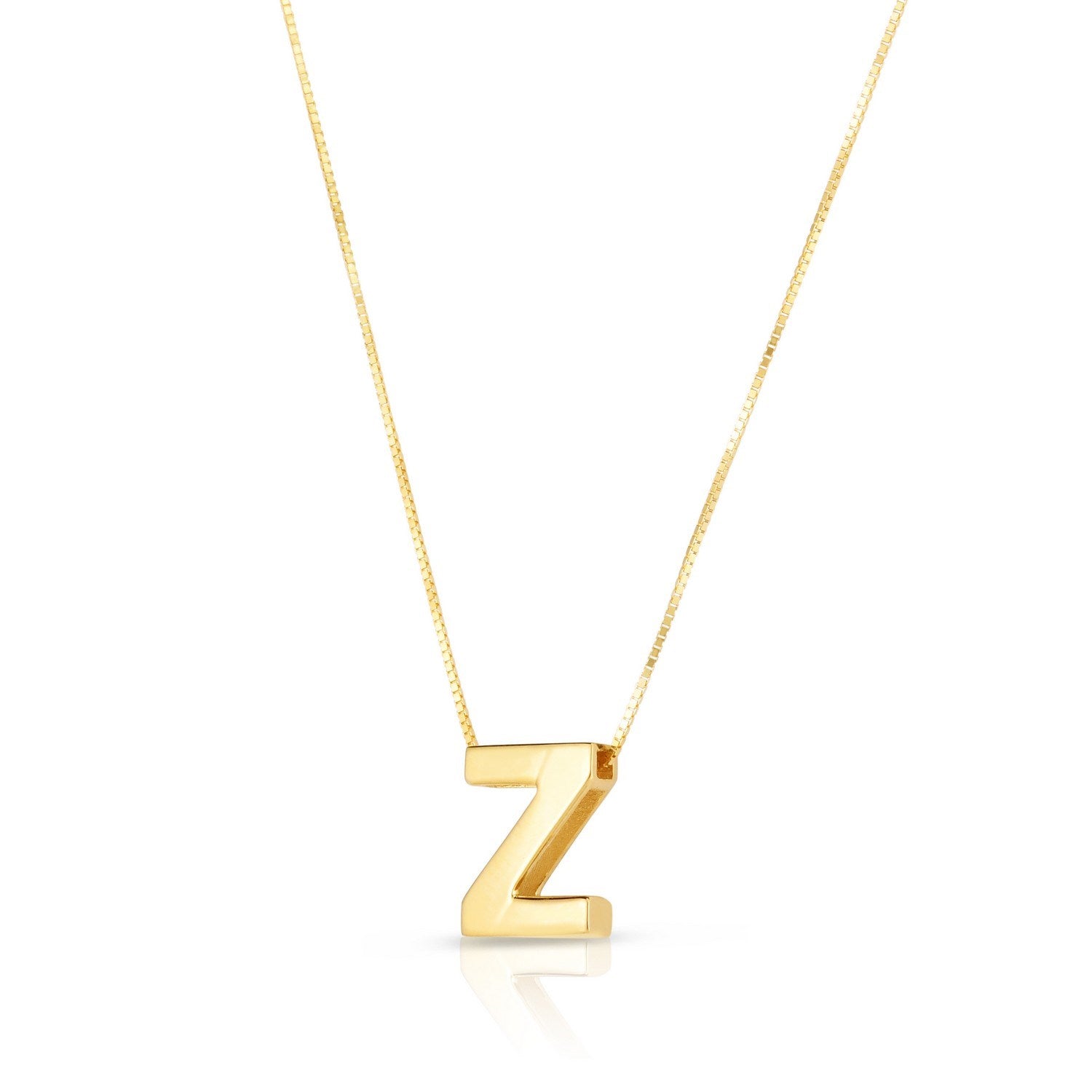 14K Yellow Gold Yours Truly Block Letter Initial Z Necklace