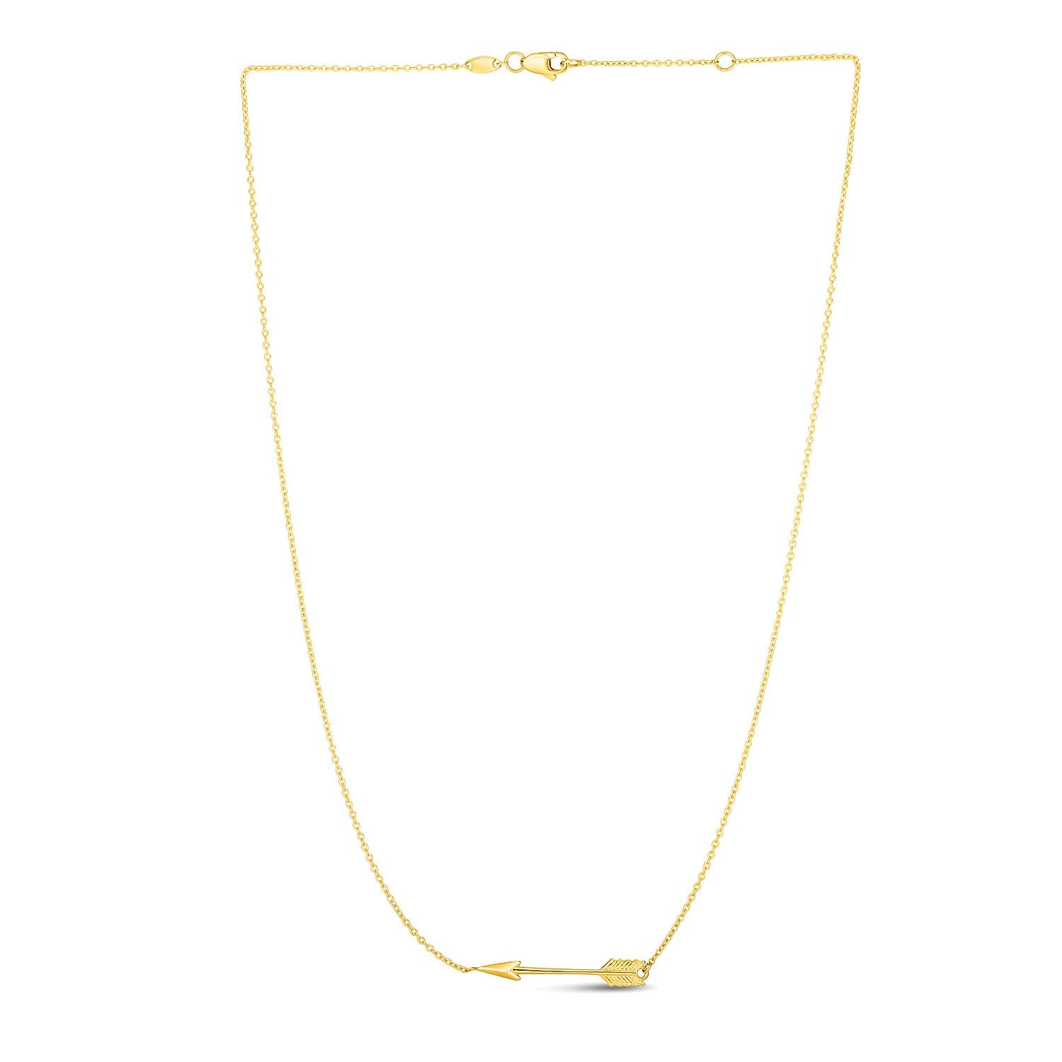 14k Yellow Gold Chain Necklace with Horizontal Arrow Pendant