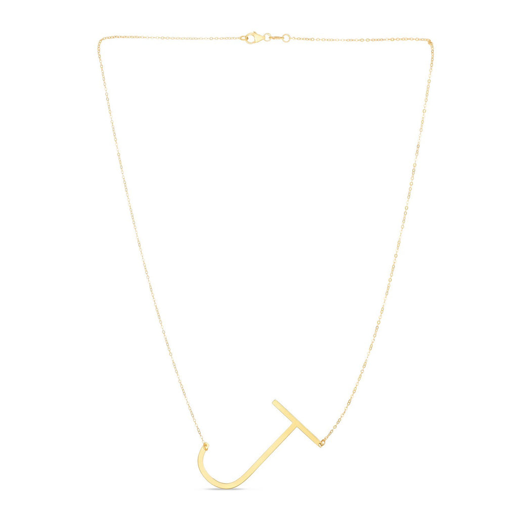 14K Yellow Gold Yours Truly Large Initial J Necklace