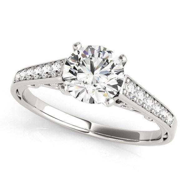 Cathedral Diamond Engagement Ring in 14K White Gold
