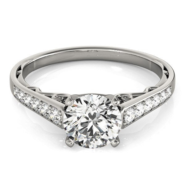 Cathedral Diamond Engagement Ring in 14K White Gold