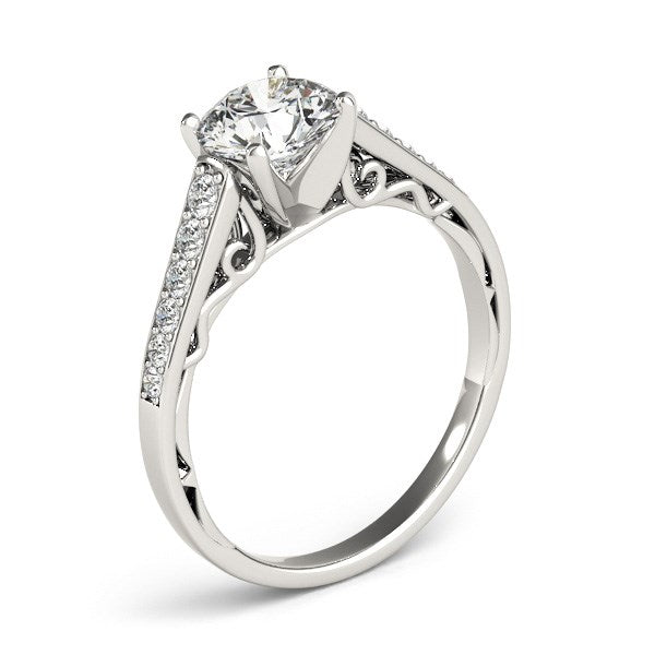 Cathedral Diamond Engagement Ring in 14K White Gold