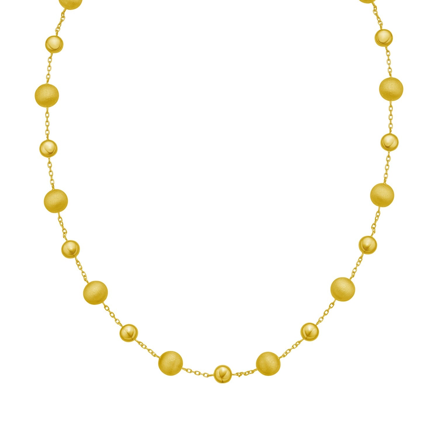 14K Yellow Gold Polished and Satin Pebble Necklace