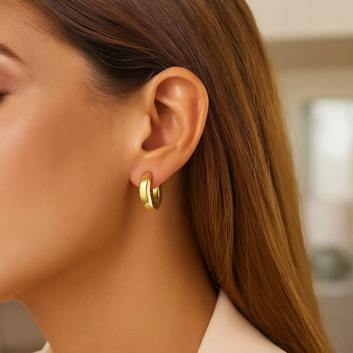Thick Hoop Earrings | 14K Gold  Hoop Earrings DEEVE