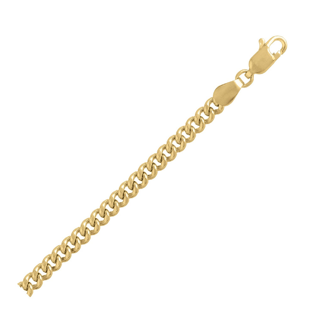 Front view of solid 14K yellow gold light gourmette chain with lobster clasp, 3.60 mm width, multiple lengths
