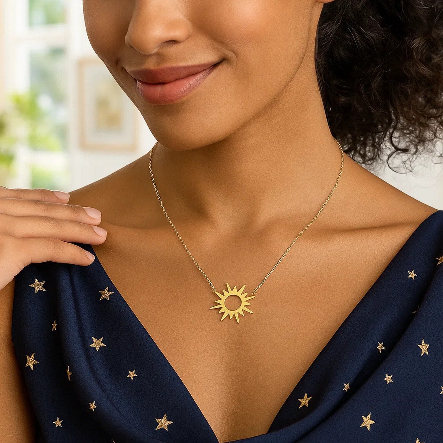 Sunburst Necklace in 14K Yellow Gold
