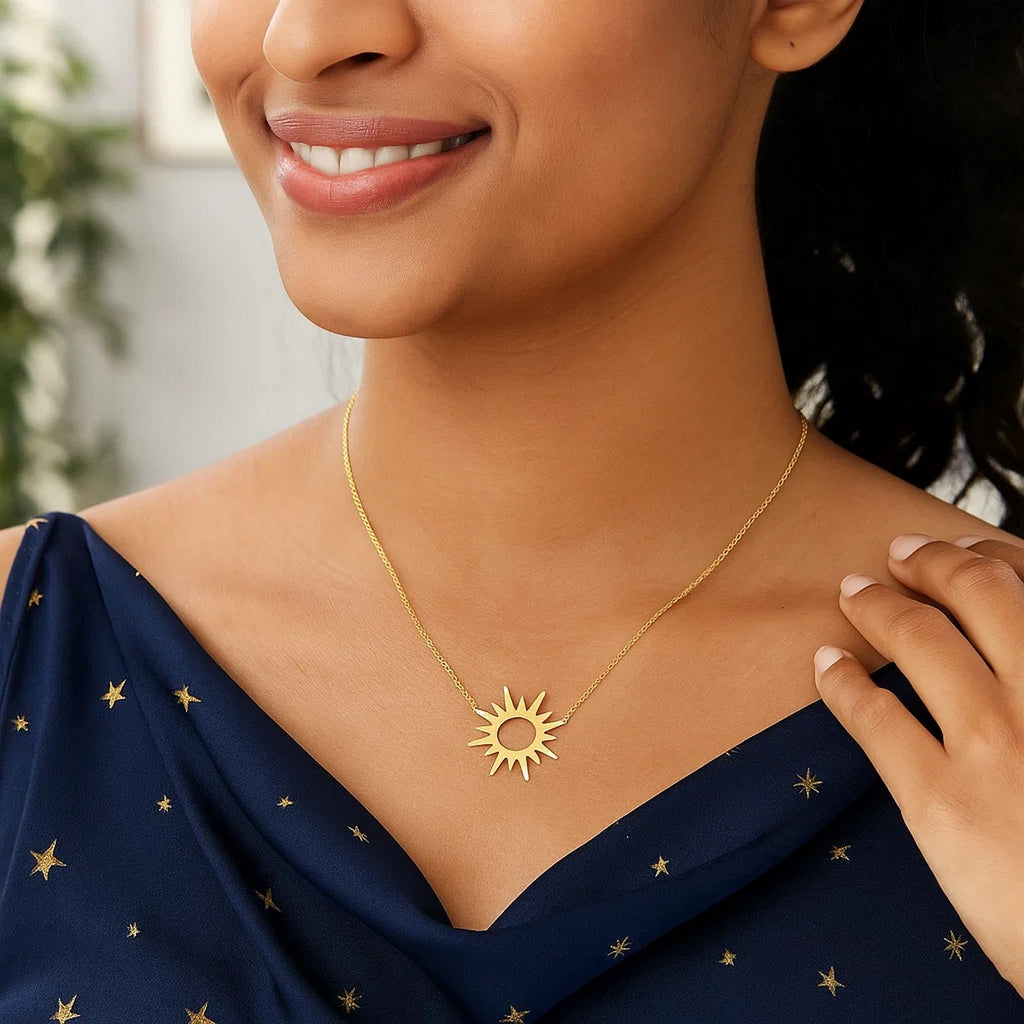 Sunburst Necklace in 14K Yellow Gold