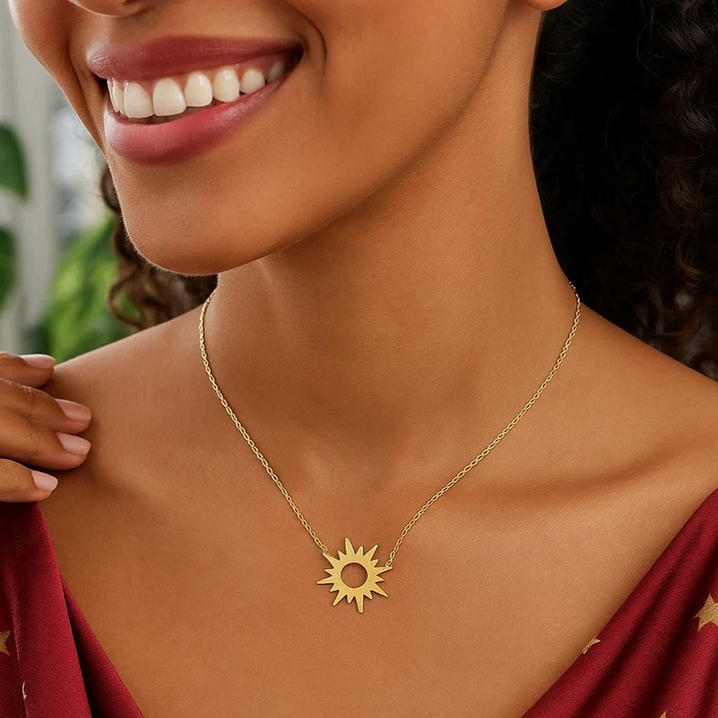 Sunburst Necklace in 14K Yellow Gold